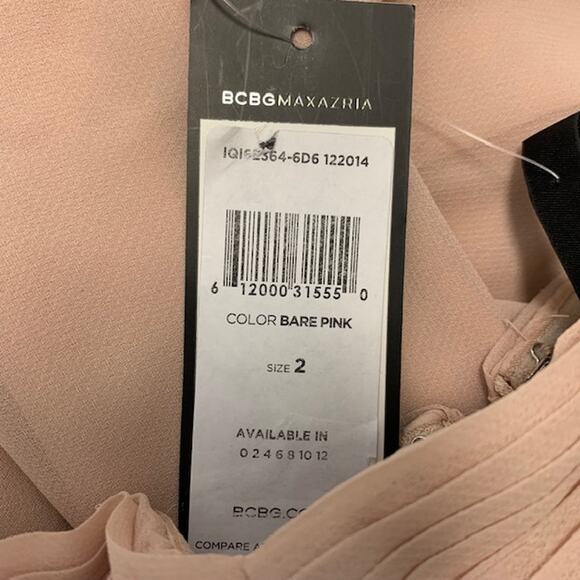NWT BCBGMAXAZRIA Strapless Chiffon Formal Long Pink Dress | 2 - Picture 9 of 11
